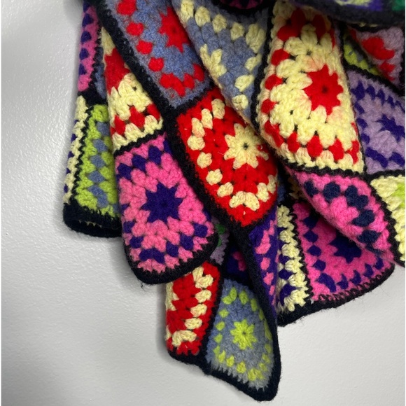 Handmade Crochet Grannycore Square Boho Square Blanket Throw - Picture 3 of 4